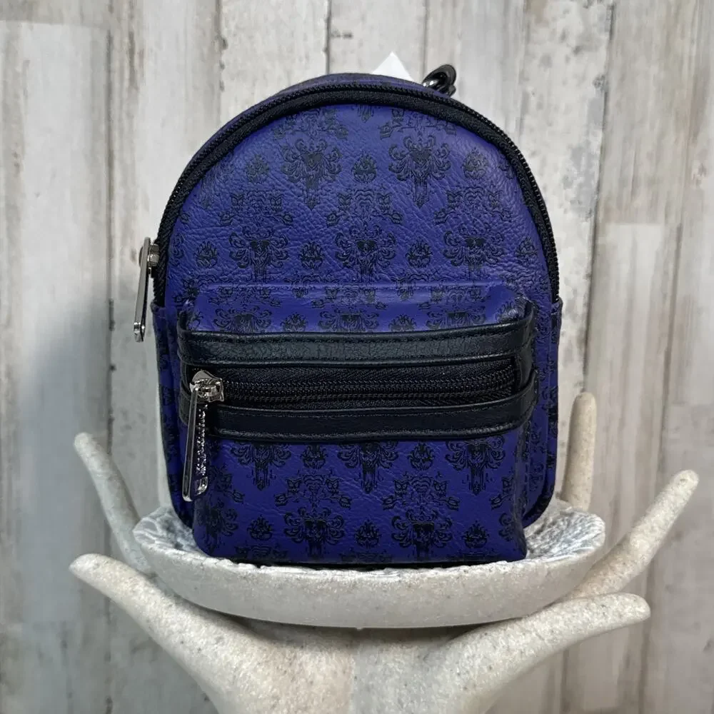 Disney Parks Loungefly Haunted Mansion Wallpaper Mini Backpack Style Wristlet